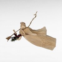 Collection of 5 Vintage Fiber Angels, Handmade Christmas Ornaments, Rustic Angel Decor, Lace and Straw Angels