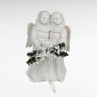 Vintage 1997 Growth Singing Angels Bisque Porcelain Taper Candle Holder - 9 Inches