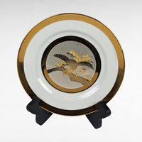 Vintage Chokin & Asian Art Plates, Lot of 8, Gold Trim, Birds, Animals