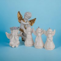 Vintage White Angel Collection | Porcelain Ornaments, Wall Hanging, and Figurine | Heavenly Holiday Decor