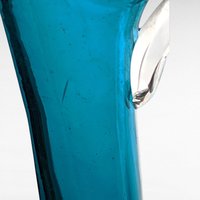 Vintage Blue Art Glass Decanter Set, 4 Cordial Glasses, 12 Inches Tall, Mid-Century Modern Barware, Cobalt Blue Glassware