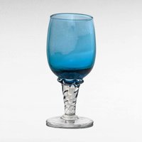 Vintage Blue Art Glass Decanter Set, 4 Cordial Glasses, 12 Inches Tall, Mid-Century Modern Barware, Cobalt Blue Glassware