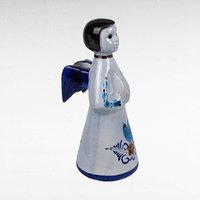 Vintage Mexican Pottery Angel Figurine | Praying Angel with Bluebird | Folk Art Sculpture | Southwestern Decor | Ceramic Angel