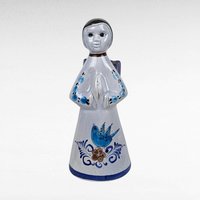 Vintage Mexican Pottery Angel Figurine | Praying Angel with Bluebird | Folk Art Sculpture | Southwestern Decor | Ceramic Angel