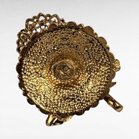 1999 Glynda Turley Floral Egg | Hand Painted Emu Egg on Gold Stand | Dogwood Blossom Art | Unique Gift for Nature Lovers