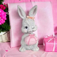 Vintage Ceramic Winking Bunny Trinket Box | Easter Decor | Retro Bunny Figurine | Signed Barbara | Unique Gift for Collectors