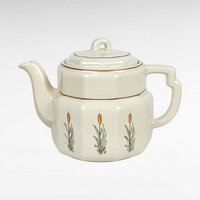 Vintage Porcelier Teapot | Wheat Pattern | Cream Ceramic Teapot with Lid | Art Deco Style | Collectible Teapot | Gift for Tea Lovers