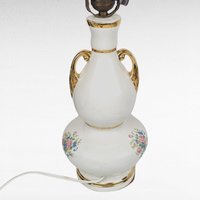Vintage Ceramic Table Lamp | Floral Decor | Gold Accents | White Ceramic Lamp |  Boudoir Lamp | Bedroom Decor | Retro Lighting