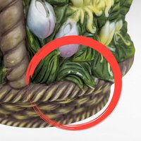 PartyLite Floral Basket Candle Holder | Retired | Ceramic Flower Basket | Tulips, Daffodils, Hyacinth | Spring Decor