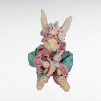 Silvestri Bunny Figurines | Pair of Paper Mache Bunnies | Vintage Easter Decor | Whimsical Rabbit Figures | Collectible Bunnies