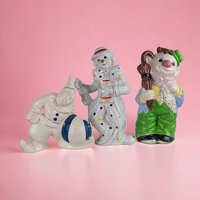 Vintage Ceramic Clown Figurine Lot | Hand Painted Clown, Clown with Ball, Clown with Violin | Retro Decor, Clown Collection, Quirky Gift
