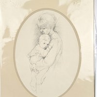 1975 Sharon Johnson Mother and Child Prints, Set of 2, 14x11 Inch, Vintage Pencil Drawings, Wall Decor, Nursery Art, Gift for Mom