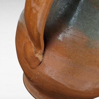 Vintage Handmade Stoneware Pitcher, Rustic Home Decor, Brown Pottery, 7.5 Inches, Country Farmhouse Style