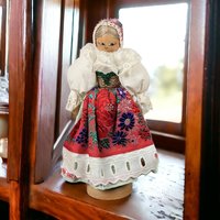 Vintage Handcrafted Wooden Folk Art Doll, 8.5 Inches, Traditional Costume, Collectible Doll,  Eastern European