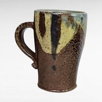 Vintage Handmade Pottery Mug, Studio Pottery, Signed CS, Brown and Green Glaze, Rustic Coffee Mug