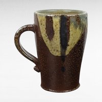 Vintage Handmade Pottery Mug, Studio Pottery, Signed CS, Brown and Green Glaze, Rustic Coffee Mug
