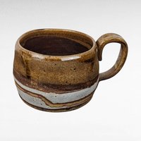 Vintage Handmade Art Pottery Mug, Studio Pottery, Brown and White Glaze, Rustic Coffee Mug
