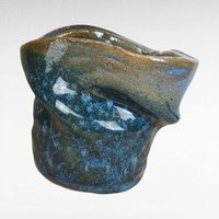 Handmade Blue Pottery Vase, Asymmetrical Ceramic Vase, Studio Pottery, Art Vase, Home Decor, Signed Pottery