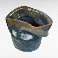 Handmade Blue Pottery Vase, Asymmetrical Ceramic Vase, Studio Pottery, Art Vase, Home Decor, Signed Pottery