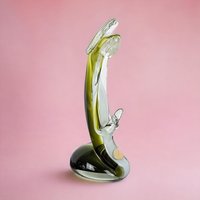 Icet Venezuela Murano Glass Praying Figurine, Green Art Glass Sculpture, Religious Figurine, Vintage Home Decor