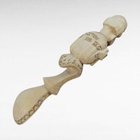 1999 Koctpoma Hand Carved Wooden Spoon, Russian Folk Art, Musician Spoon, Accordion Player, Collectible Spoon, Kitchen Decor