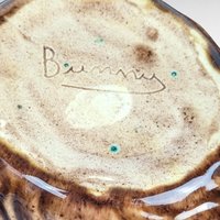 Hand Painted Walnut Trinket Box, Ceramic Walnut Bowl, Signed Bunny, Decorative Box, Unique Gift, Vintage Decor