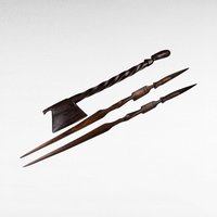 Hand Carved Wooden Sword and Axe Decorations, Tribal Art, Wall Decor,  African Art,  Ritual Weapon Replicas