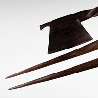 Hand Carved Wooden Sword and Axe Decorations, Tribal Art, Wall Decor,  African Art,  Ritual Weapon Replicas