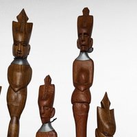 Hand Carved Tribal Wooden Utensils, African Art, Decorative Utensils, Wall Decor, Set of 6