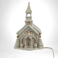 Vintage Hand Painted Porcelain Church | Illuminated Christmas Village Church | Holiday Decor