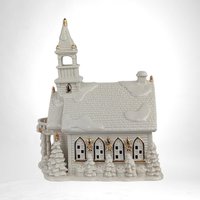 Vintage Hand Painted Porcelain Church | Illuminated Christmas Village Church | Holiday Decor