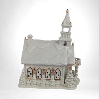 Vintage Hand Painted Porcelain Church | Illuminated Christmas Village Church | Holiday Decor