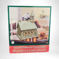Vintage Hand Painted Porcelain Church | Illuminated Christmas Village Church | Holiday Decor