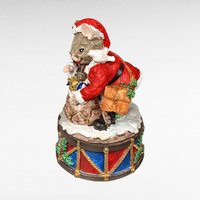 Vintage Resin Christmas Mouse Music Box | Musical Figurine | Holiday Decor | Gift for Collector