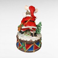 Vintage Resin Christmas Mouse Music Box | Musical Figurine | Holiday Decor | Gift for Collector