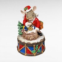 Vintage Resin Christmas Mouse Music Box | Musical Figurine | Holiday Decor | Gift for Collector