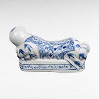 Vintage Chinese Porcelain Headrest | Blue and White Pillow | Chinese Ceramic Pillow | Asian Decor