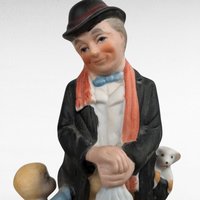 Vintage Albert Price Ceramic & Wood Music Box, Man and Child Figurine, Unknown Song, Collectible Music Box
