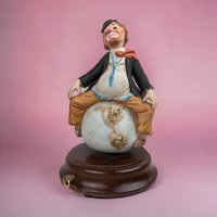 Vintage Albert Price Sad Clown Around the World Music Box, Porcelain Clown Figurine, Collectible Clown, Musical Figurine