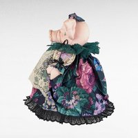 Vintage Handmade Fabric Pig Covered Nonfunctioning Glass Jar, Folk Art, Whimsical Decor, Unique Home Decor