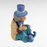 Vintage UCAGCO Ceramic Clown Figurine, Sitting Clown with Blue Hat, Made in Japan