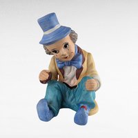 Vintage UCAGCO Ceramic Clown Figurine, Sitting Clown with Blue Hat, Made in Japan