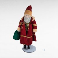 Vintage Roman 18" Santa Claus Figure with Toy Sack - Ceramic & Plush - Christmas Decor - Collectible Santa