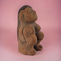 Vintage Mexican Clay Fertility Goddess Figurine - Folk Art Sculpture - 4 Inches Tall