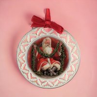 Vintage Lenox Portrait Series Santa Ornament | Santa with Garland | Porcelain Christmas Ornament | Collectible Lenox