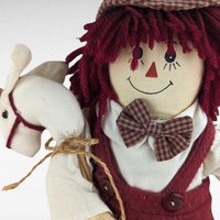 Vintage Folk Art Raggedy Andy Doll - 17" Handmade Cloth Doll