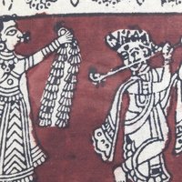 Vintage Framed Painting | Indian Folk Art | Tribal Art | Textile Art | Wall Decor | Dancing Figures | 15.5"