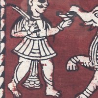 Vintage Framed Painting | Indian Folk Art | Hindu Deities | Textile Art | Wall Decor | Elephant & Peacock | 15.5"