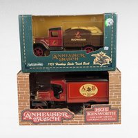 Vintage Anheuser-Busch Diecast Banks - ERTL Kenworth & Hawkeye Trucks - With Boxes