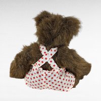 Vintage Brown Plush Teddy Bear, Polka Dot Outfit, Movable Limbs, 11" Tall, Collectible Teddy Bear, Children's Toy, Nursery Decor